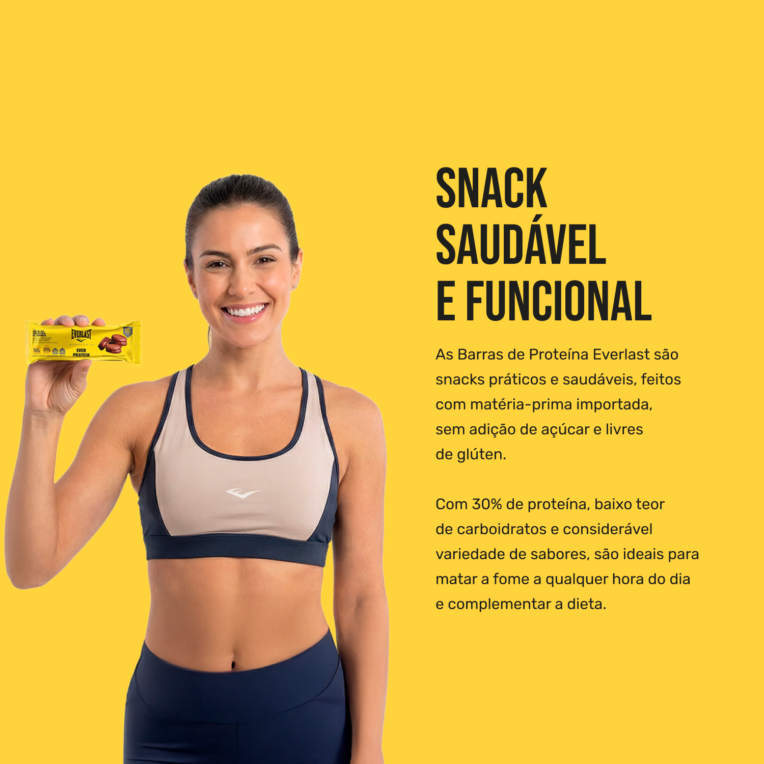 Caixa Barra de Proteína 50g Sabor Pão de mel 8Un - Everlast