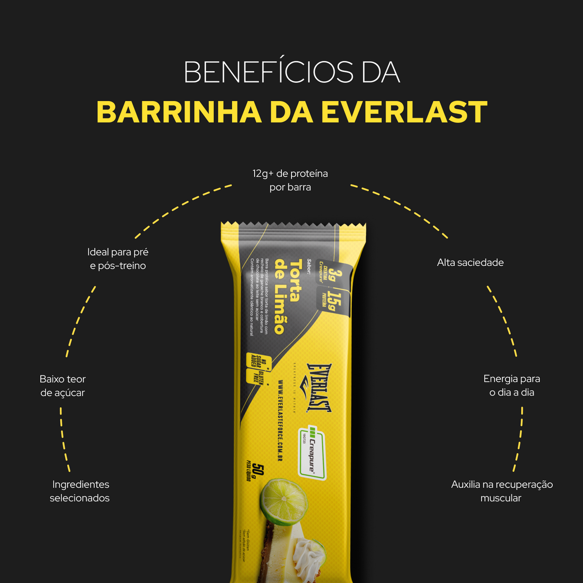 Barra de Proteína com Creatina | Torta de Limão - 12 unidade