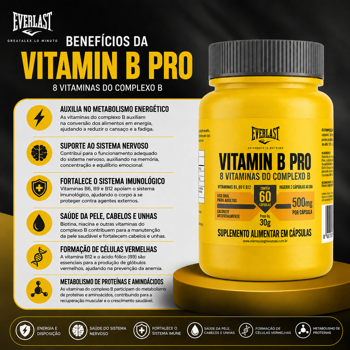 Vitamin B Pro 500mg - Everlast