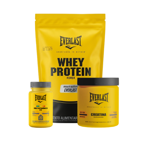 Kit Whey Protein Force + Creatina 500g + Multivitaminico
