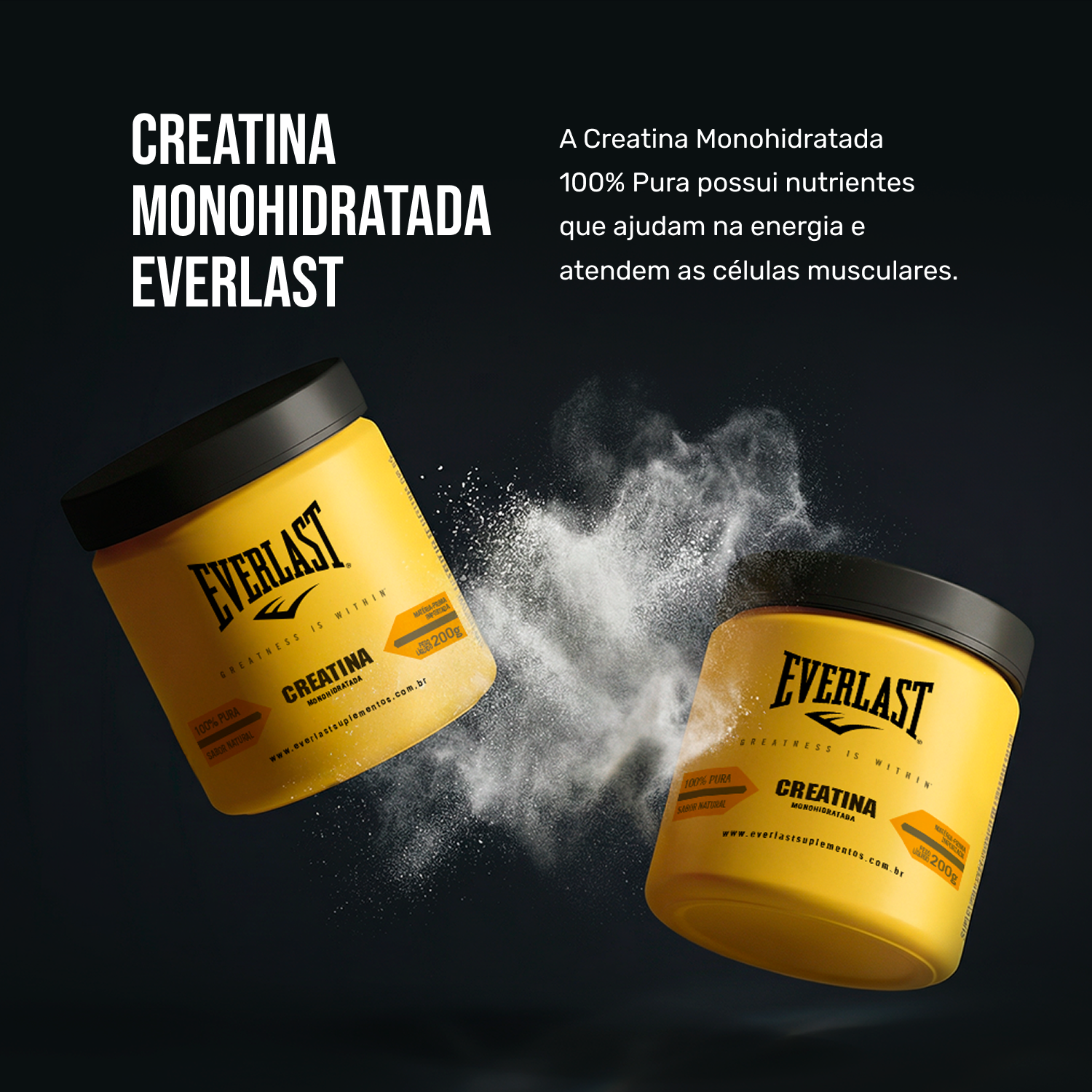 Creatina Monohidratada  100% Pura 200g - Everlast