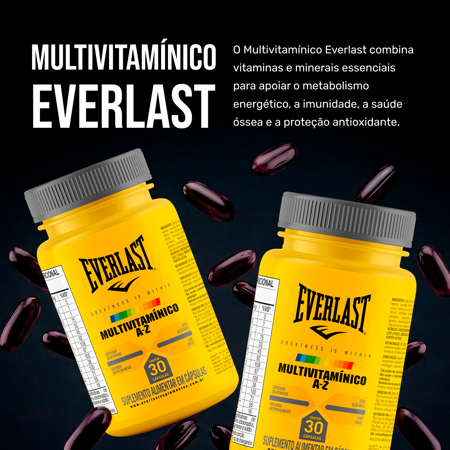 Multivitamínico A-Z 100% IDR 30 Cápsulas Everlast