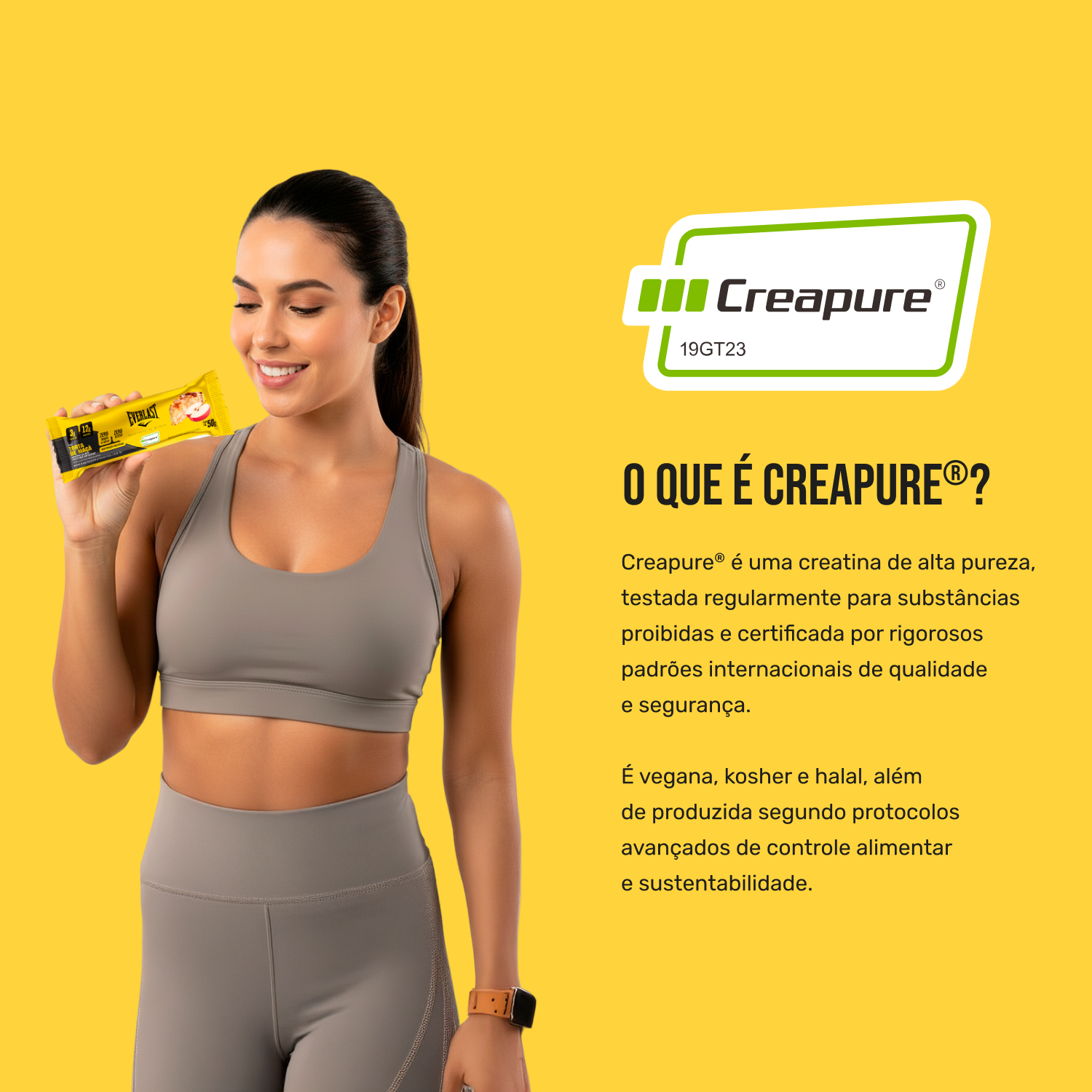 Caixa Barra de Proteína Com Creatina Creapure 50g Sabor Torta de Maçã 8Un - Everlast
