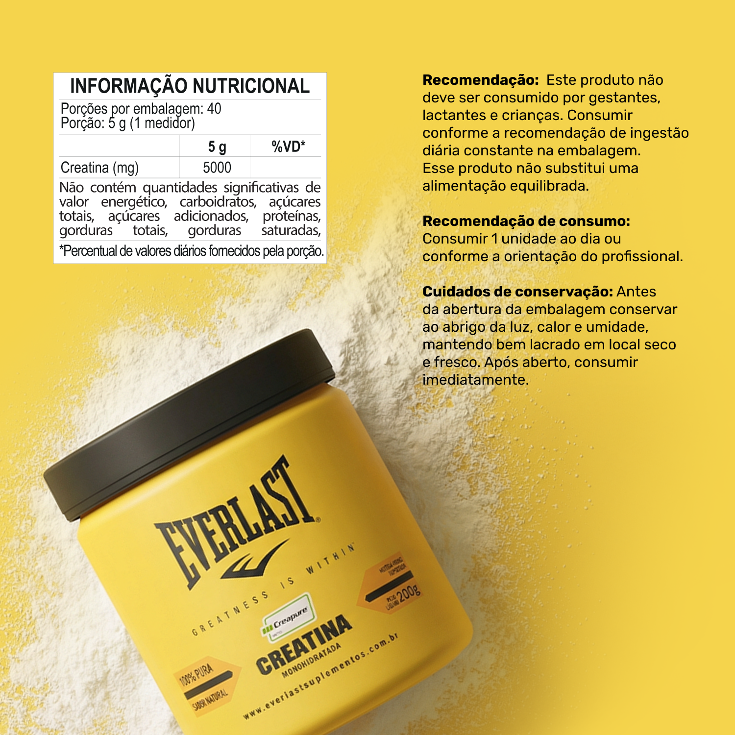Creatina Creapure® 200g Everlast