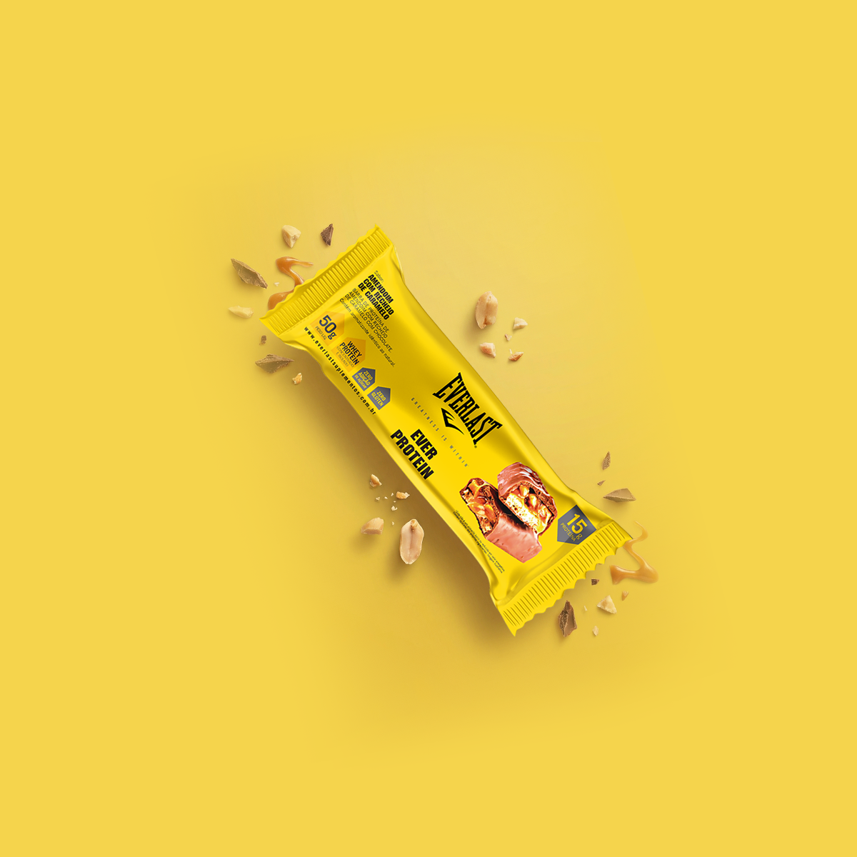 Caixa Barra de Proteína 50g Sabor Amendoim  8Un - Everlast