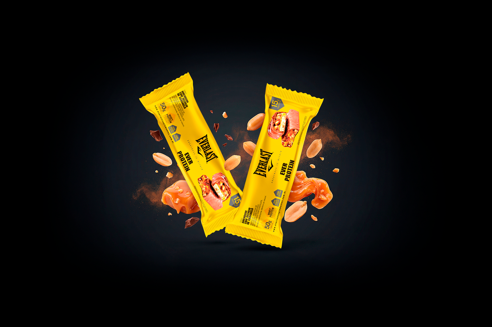 Caixa Barra de Proteína 50g Sabor Amendoim  8Un - Everlast