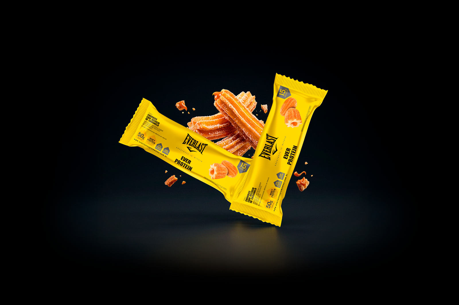 Caixa Barra de Proteína 50g Sabor Churros 8Un - Everlast
