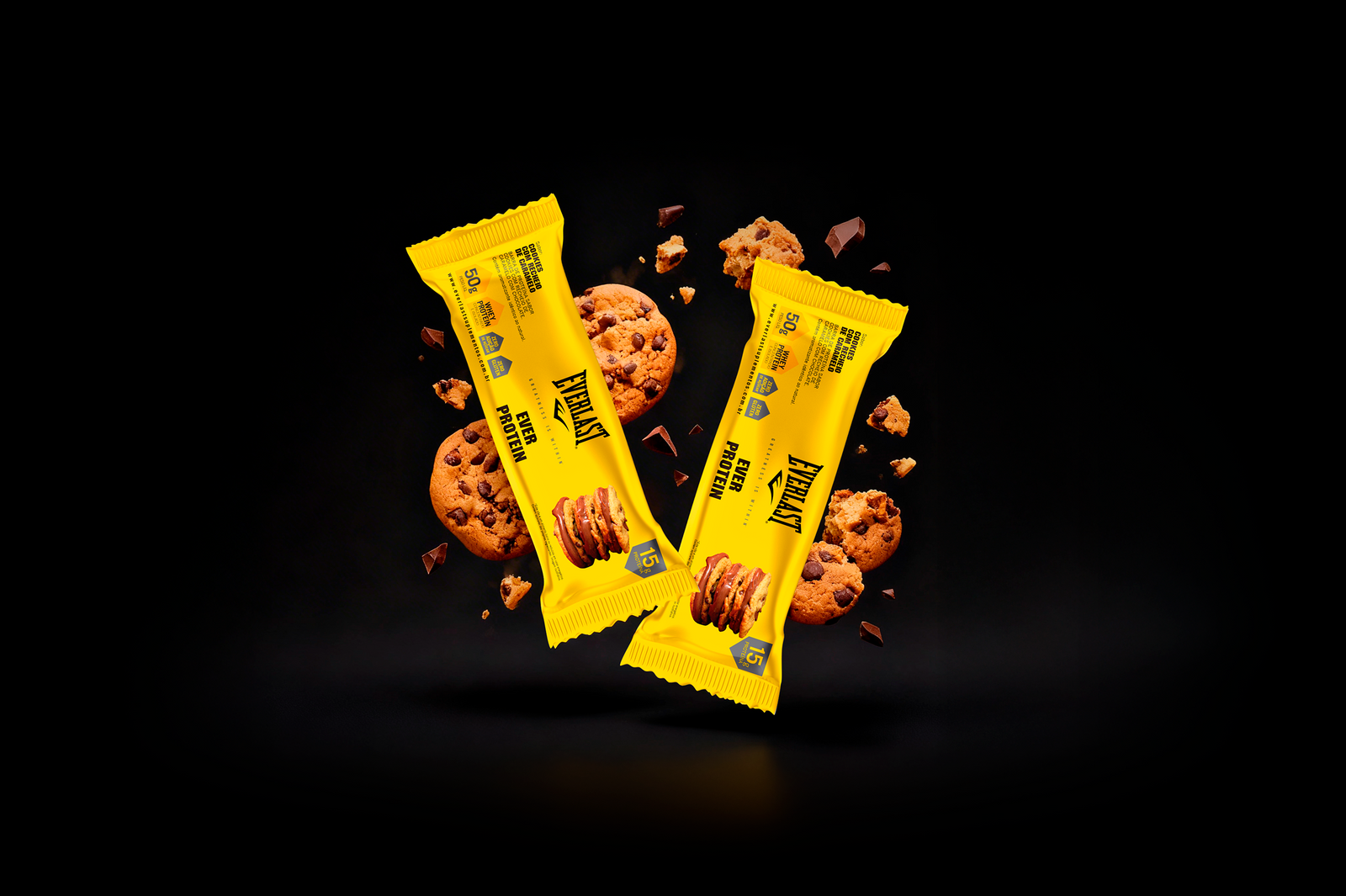 Caixa Barra de Proteína 50g Sabor Cookies 8Un - Everlast