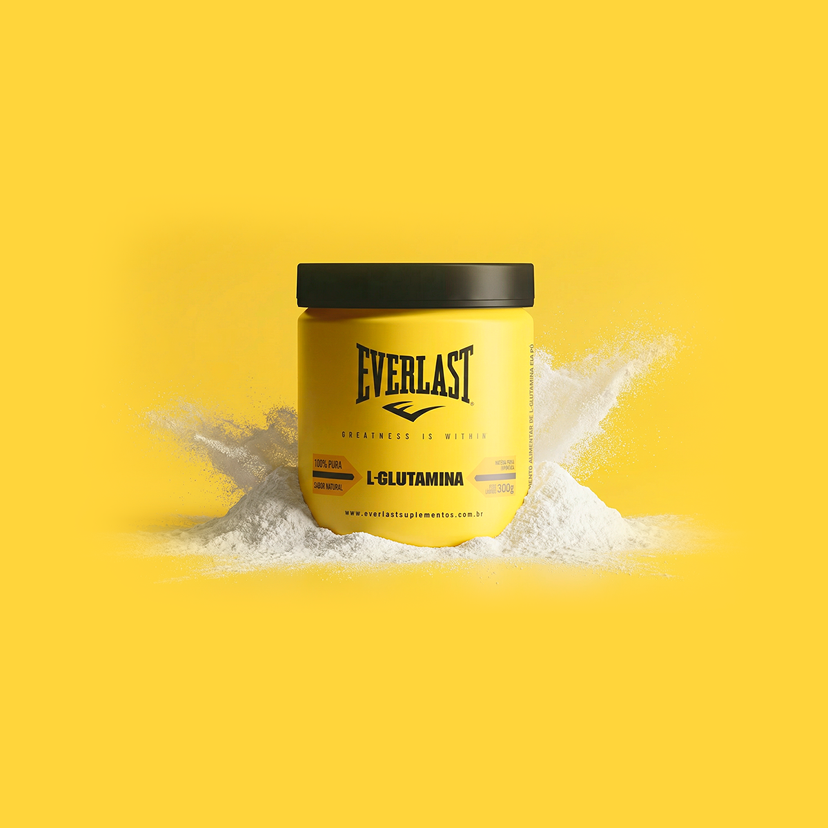 L-Glutamina 300g 100% Pura - Everlast