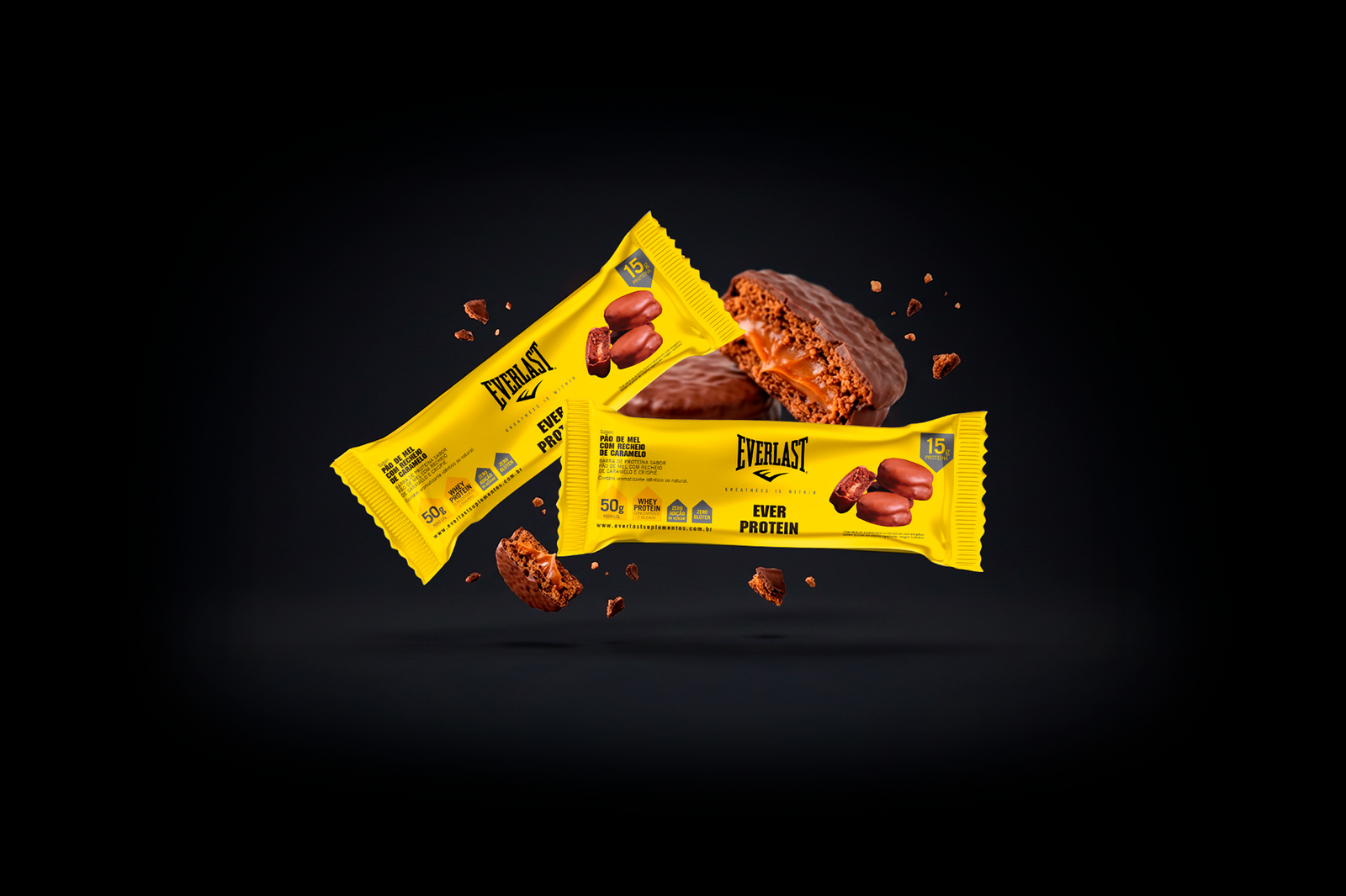 Caixa Barra de Proteína 50g Sabor Pão de mel 8Un - Everlast