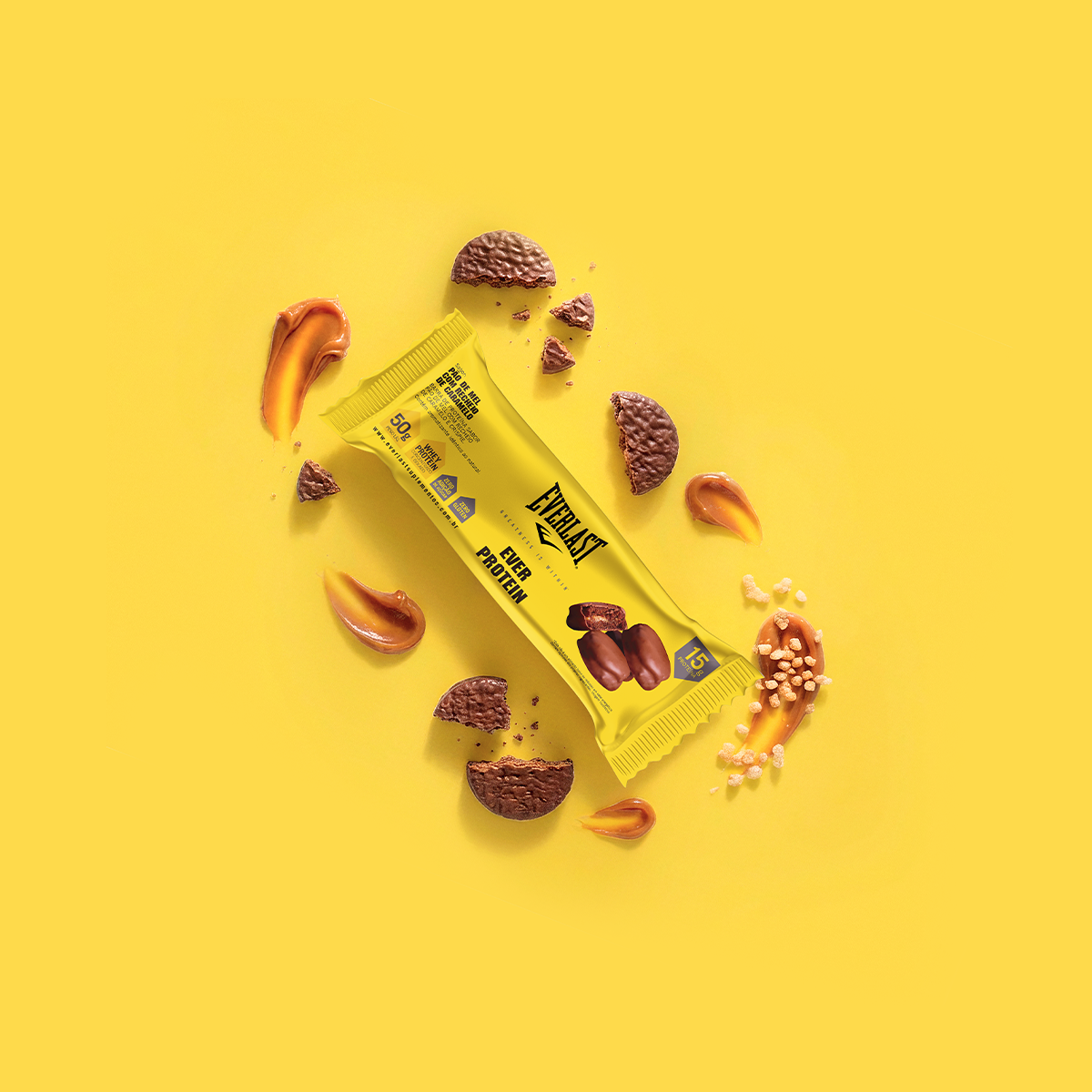 Caixa Barra de Proteína 50g Sabor Pão de mel 8Un - Everlast