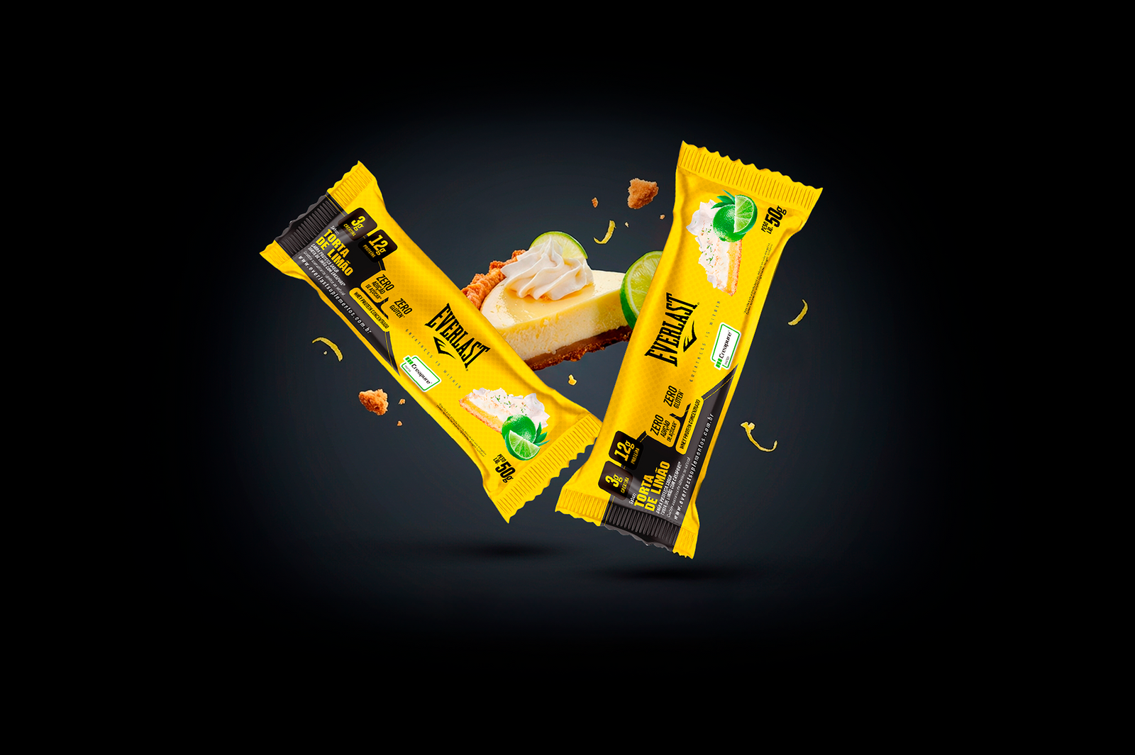 Caixa Barra de Proteína Com Creatina Creapure 50g Sabor Torta de Limão 8Un - Everlast