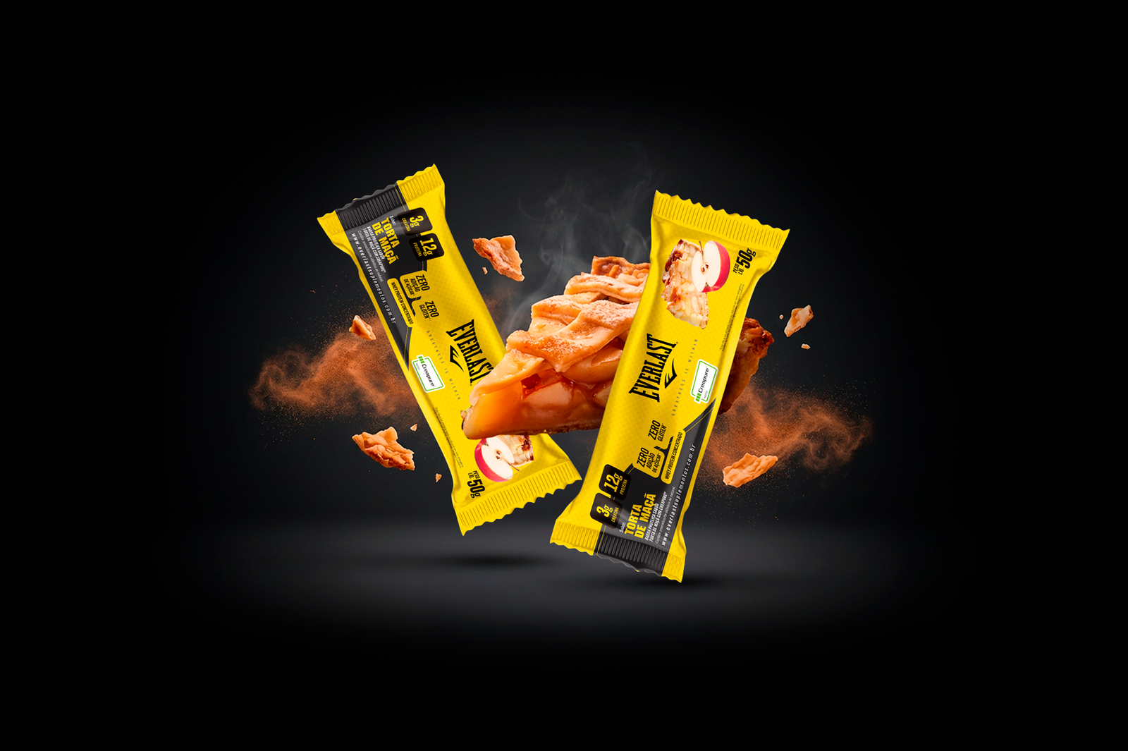 Caixa Barra de Proteína Com Creatina Creapure 50g Sabor Torta de Maçã 8Un - Everlast