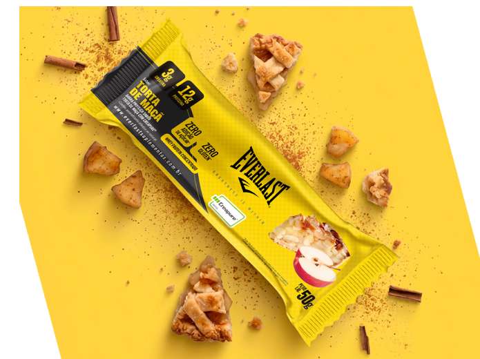 Caixa Barra de Proteína Com Creatina Creapure 50g Sabor Torta de Maçã 8Un - Everlast