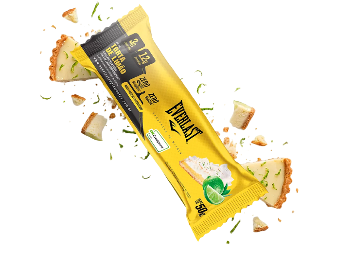 Caixa Barra de Proteína Com Creatina Creapure 50g Sabor Torta de Limão 8Un - Everlast