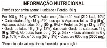 Tabela nutricional - Caixa Barra de Proteína Com Creatina Creapure 50g Sabor Torta de Maçã 8Un - Everlast