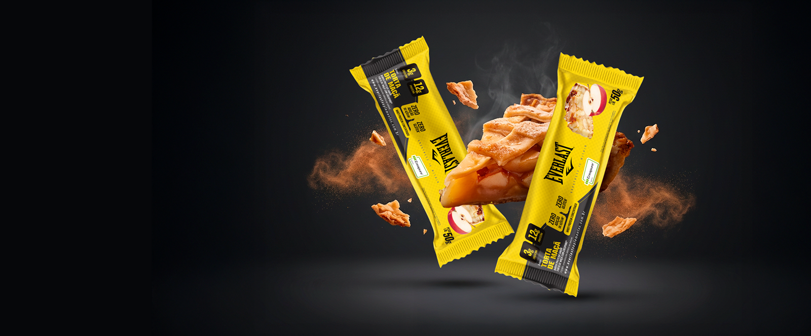 Caixa Barra de Proteína Com Creatina Creapure 50g Sabor Torta de Maçã 8Un - Everlast